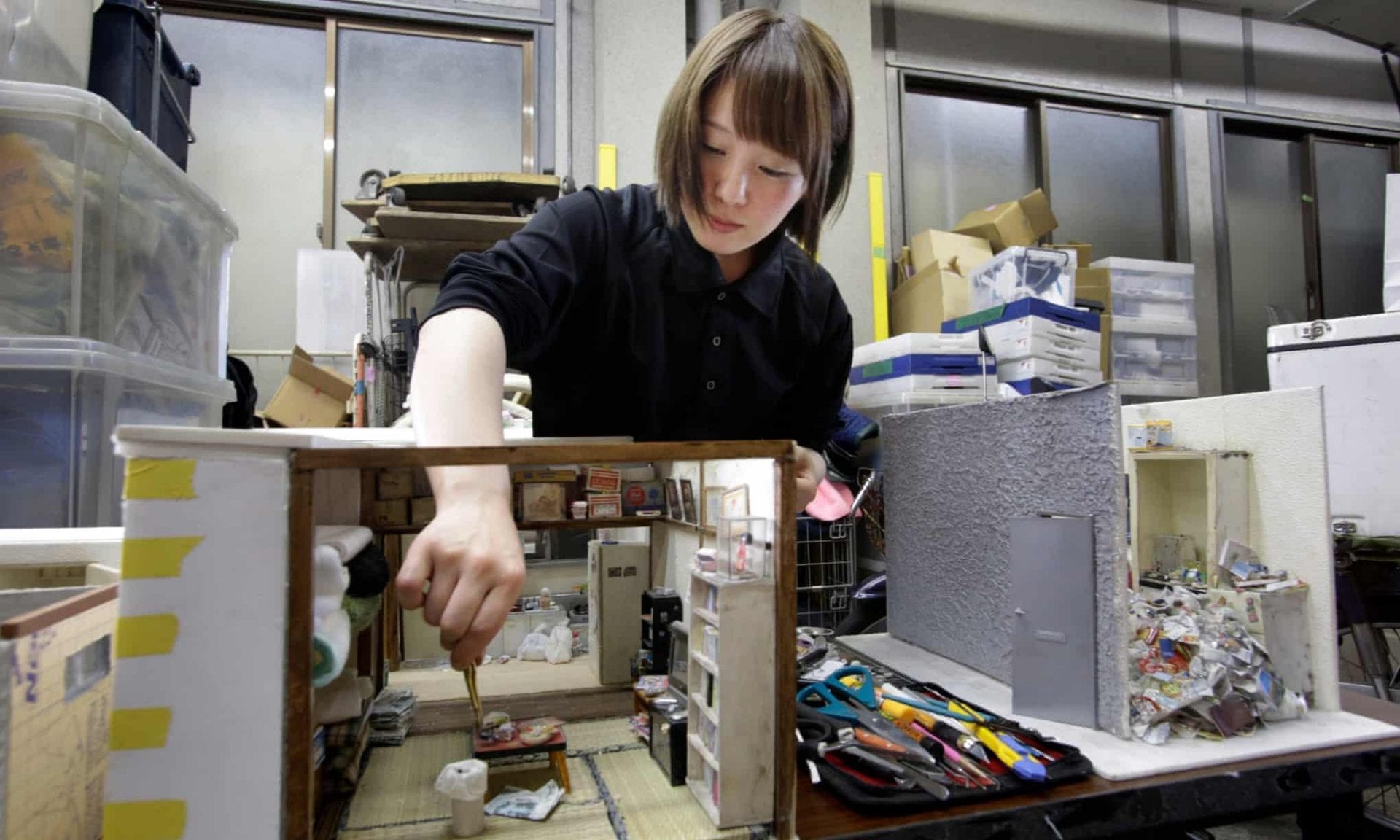 Miyu Kojima at work on one of her pieces. Photograph: Kosuke Okahara/The Guardian Miyu Kojima at work on one of her pieces. Photograph: Kosuke Okahara/The Guardian